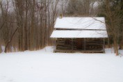Winter Cabin - Somewhere in Indiana Print sizes: 8x10 11x14 12x18 16x20 16x24 Canvas sizes: 12x18 16x24